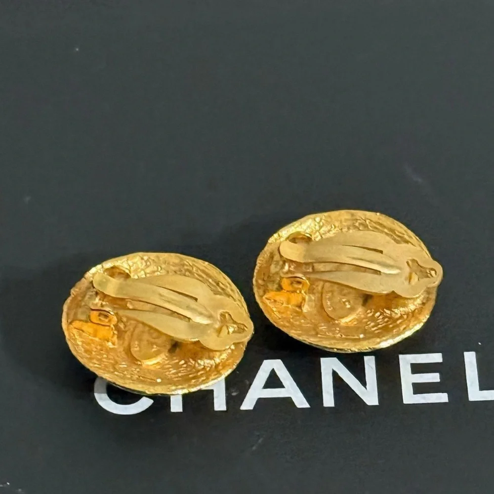 Chanel Gold Plated CC Clip on Earrings - Picture 2 of 5